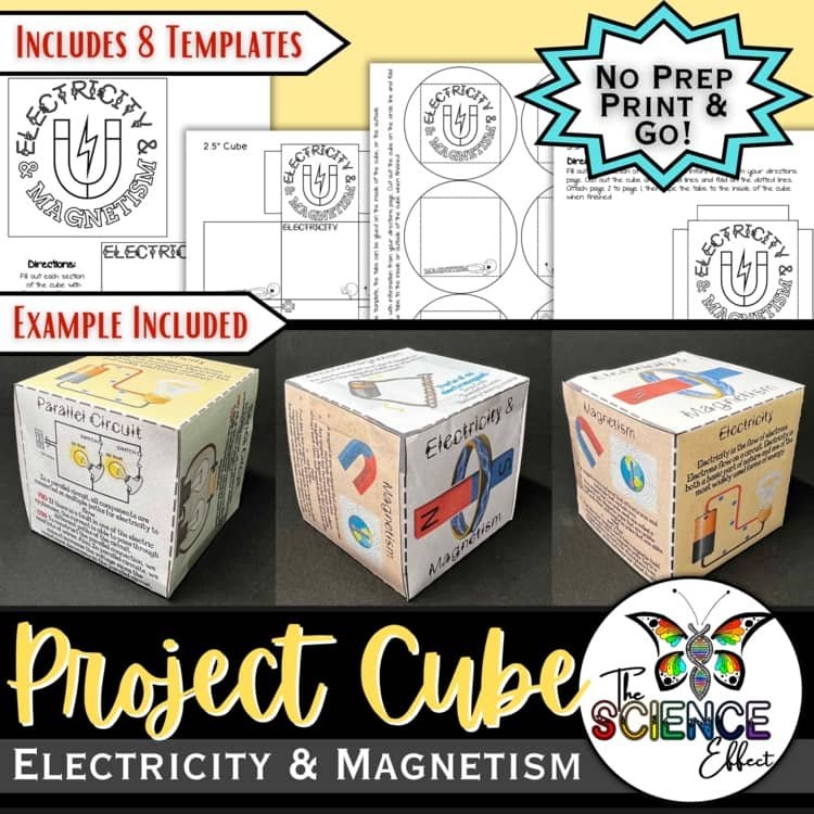 Electricity & Magnetism 3D Research Project Cube | Physical Science Activity