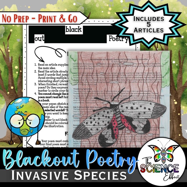 Invasive Species Blackout Poetry | Science Poetry Activity | Earth Day Activity