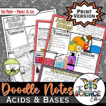Acids & Bases pH Scale Doodle Notes | Science Doodle Notes | Visual Notes print-only cover