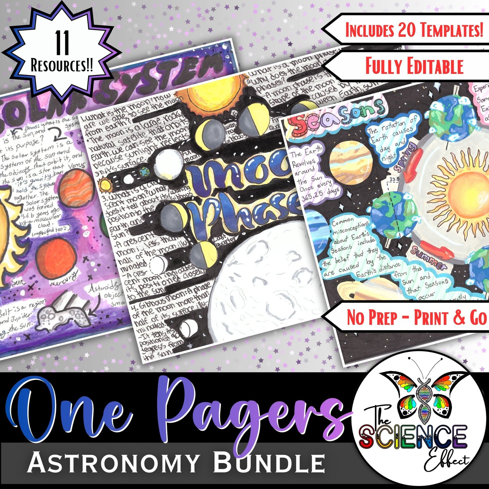 Space Science | Astronomy | One Pager Research Project Bundle