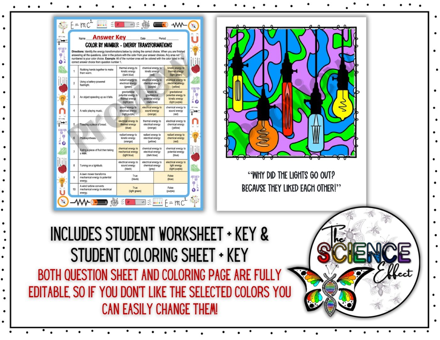 Energy Transformations Science Color-By-Number Worksheet | Physics Activity - Image 3