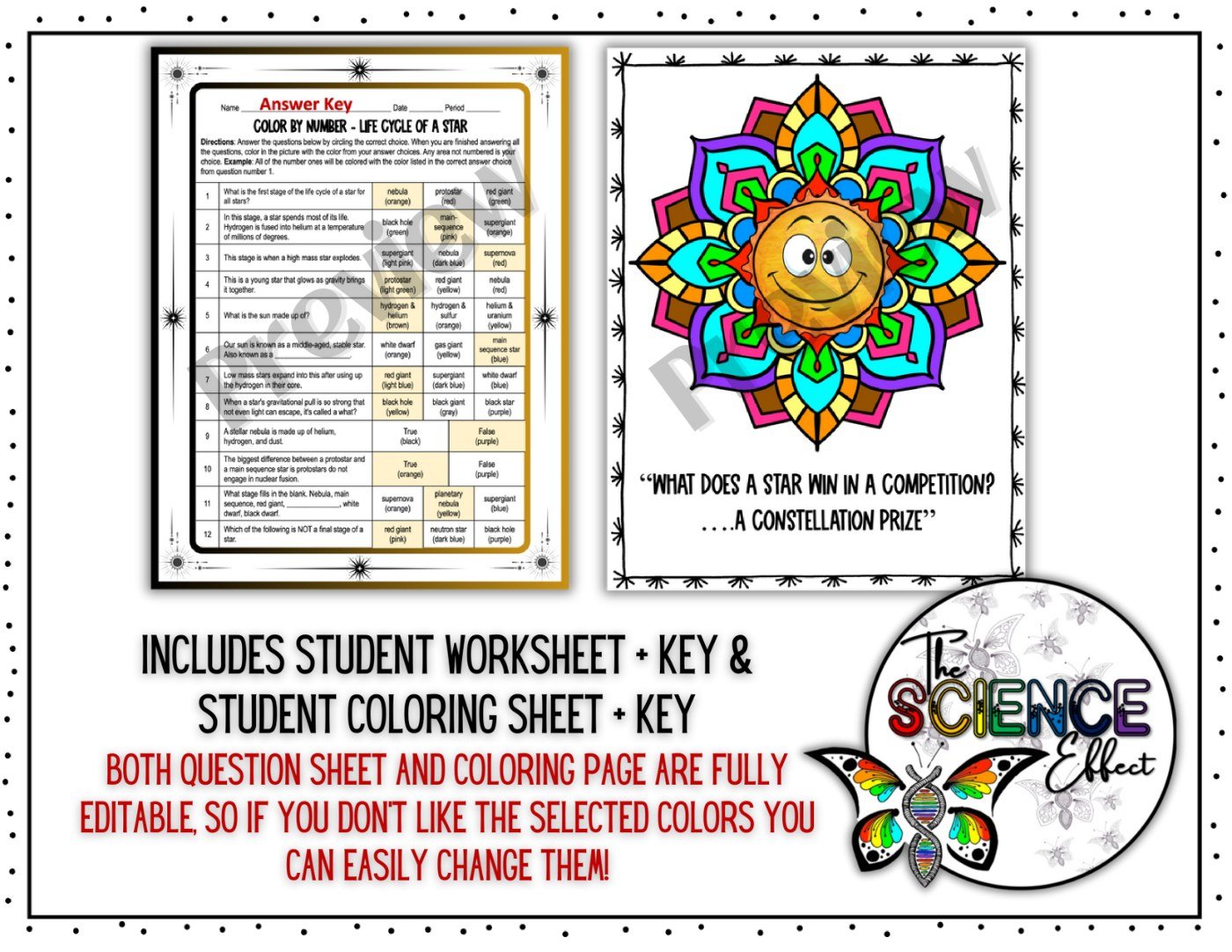 Life Cycle of a Star Science Color-By-Number Worksheet | Space Science Activity - Image 3