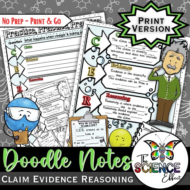 CER Claim, Evidence, Reasoning Doodle Notes | Science Doodle Notes