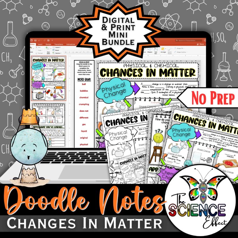 Physical & Chemical Changes In Matter ~ Doodle Notes ~ Digital & Print Bundle