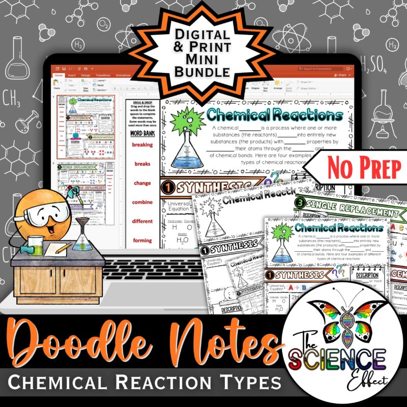 Chemical Reaction Types ~ Science Doodle Notes ~ Digital & Print Bundle