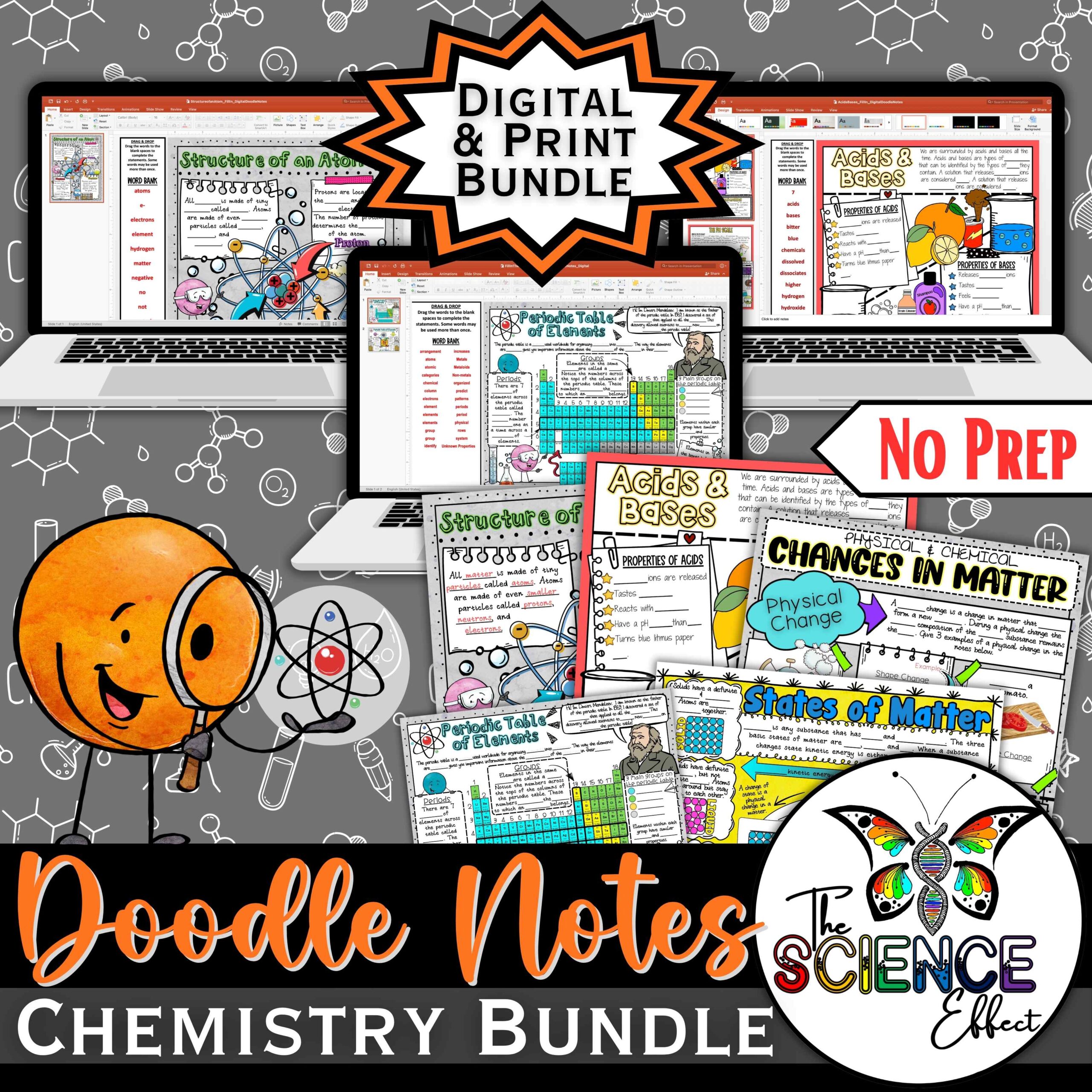 Chemistry Bundle ~ Science Digital & Print Doodle Notes Bundle ~ Visual Notes