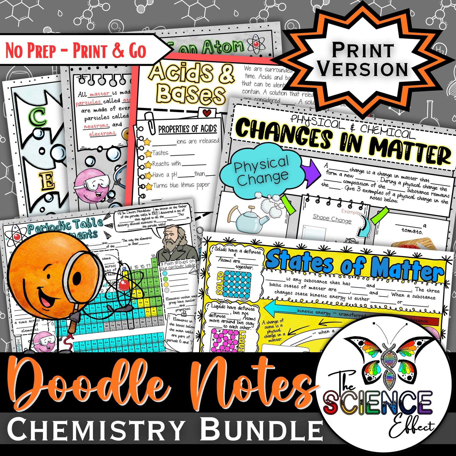 Chemistry Doodle Notes BUNDLE | Science Doodle Notes | 30% OFF