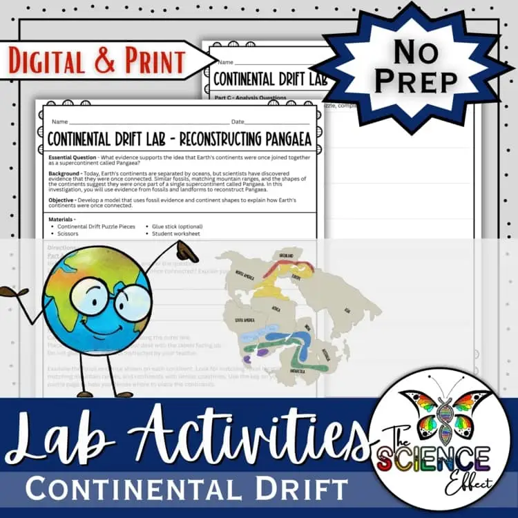Continental Drift Lab Activity | Reconstructing Pangaea Puzzle | MS Science 6-8 cover