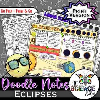 Eclipses ~ Solar & Lunar Eclipse ~ Science Doodle Notes ~ Visual Notes print-only cover