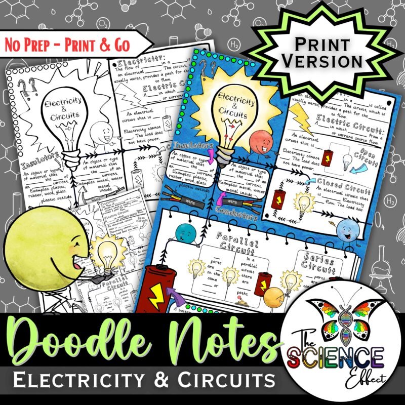 Electricity and Circuits Doodle Notes | Science Doodle Notes | Visual Notes