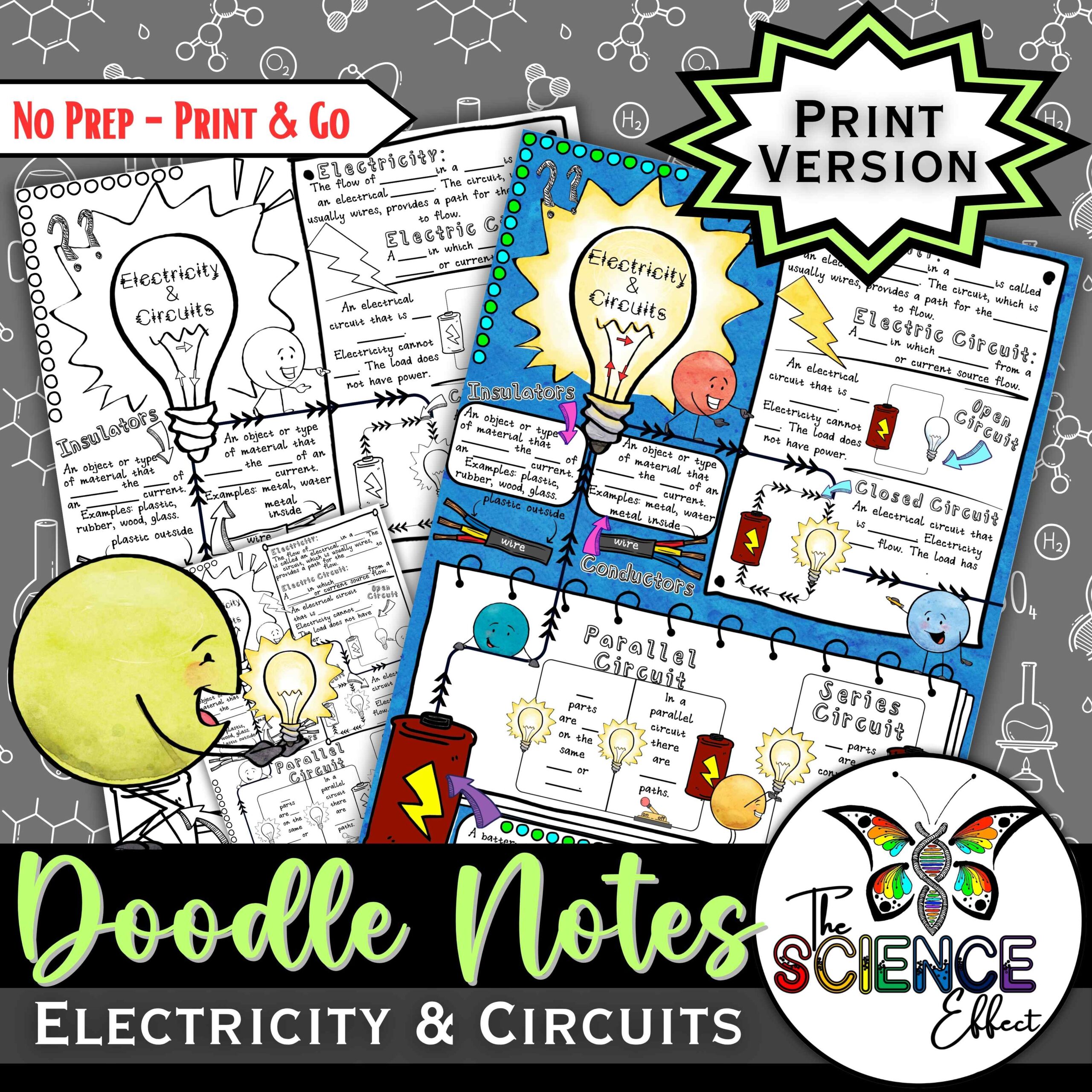 Electricity and Circuits Doodle Notes | Science Doodle Notes | Visual Notes