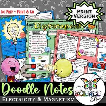 Electricity & Magnetism Doodle Notes Mini BUNDLE | Science Doodle Notes print-only cover