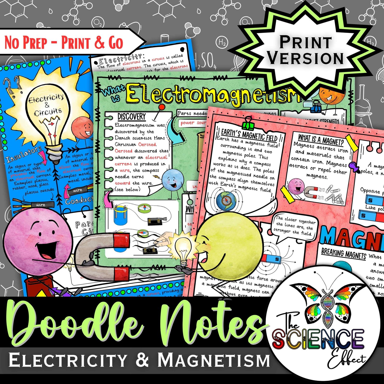 Electricity & Magnetism Doodle Notes Mini BUNDLE | Science Doodle Notes — Print