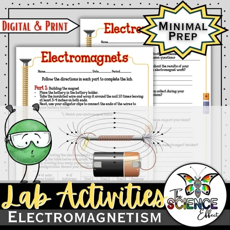 Electromagnetism Lab Activity | Electricity & Magnetism | Gr. 5-8 cover