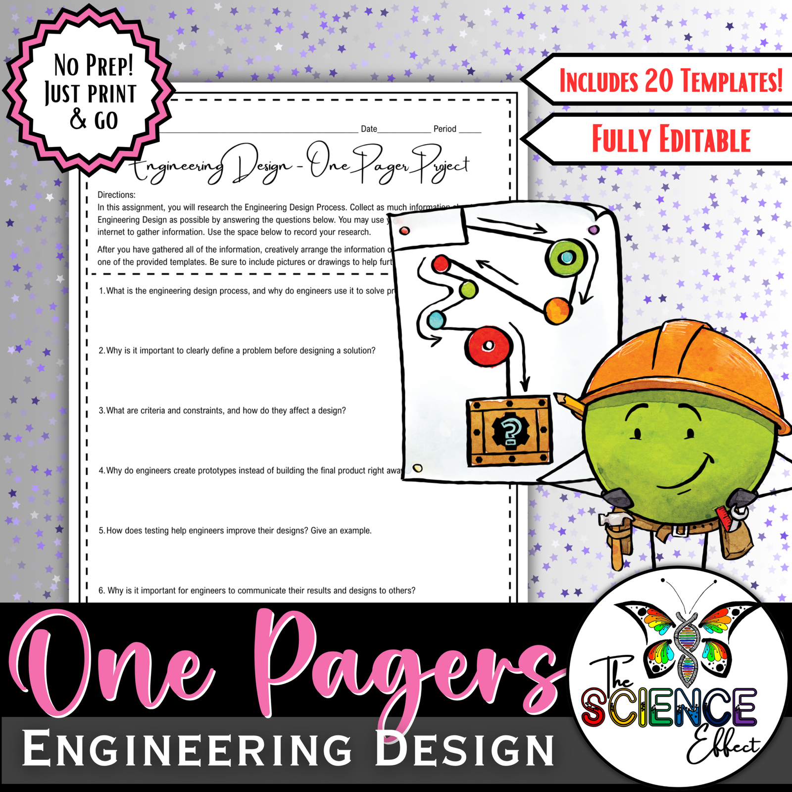 Engineering Design One Pager Science Project | NGSS Engineering Design Activity