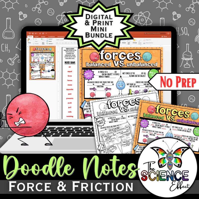 Force & Friction ~ Science Doodle Notes ~ Digital & Print Bundle