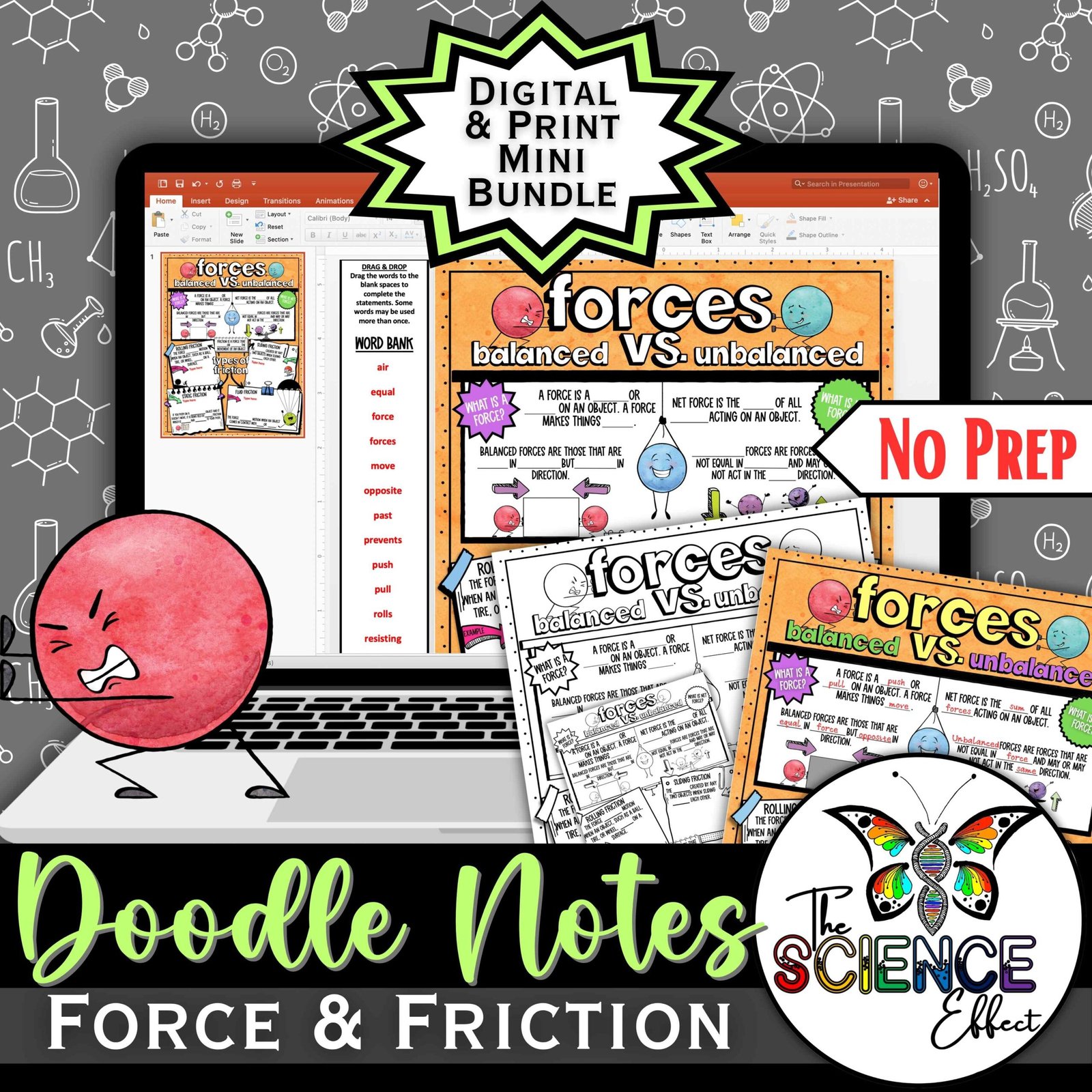 Force & Friction | Science Doodle Notes | Digital & Print Bundle