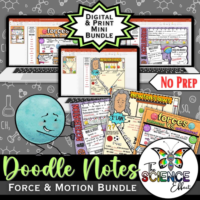Force, Motion & Newton's Laws ~ Science Doodle Notes ~ Digital & Print Bundle