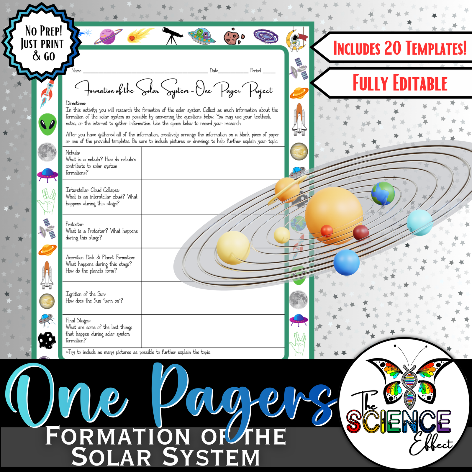 Formation of the Solar System One Pager | Science Research Project