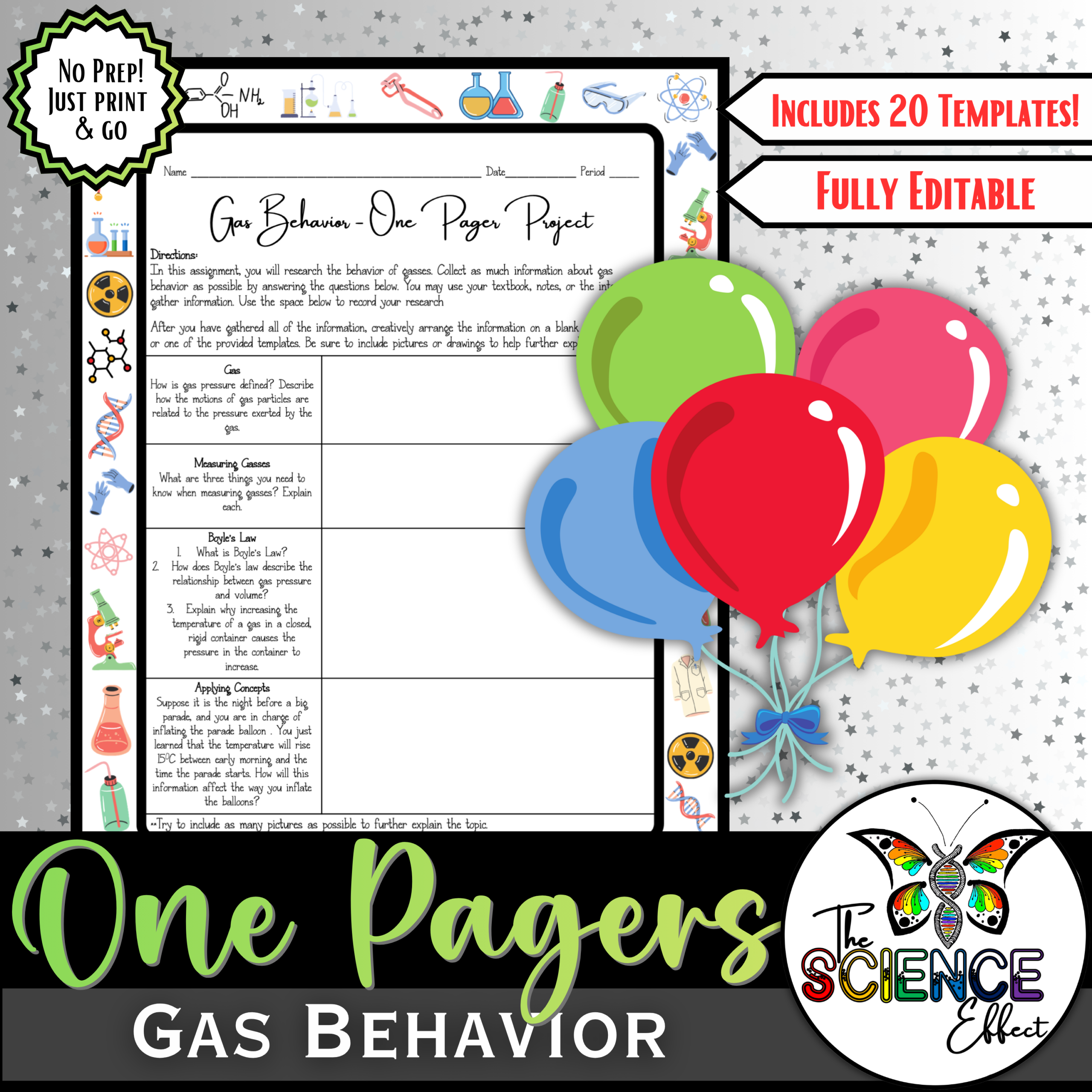 Gas Behavior One Pager Project ~ Science One Pager Research Project