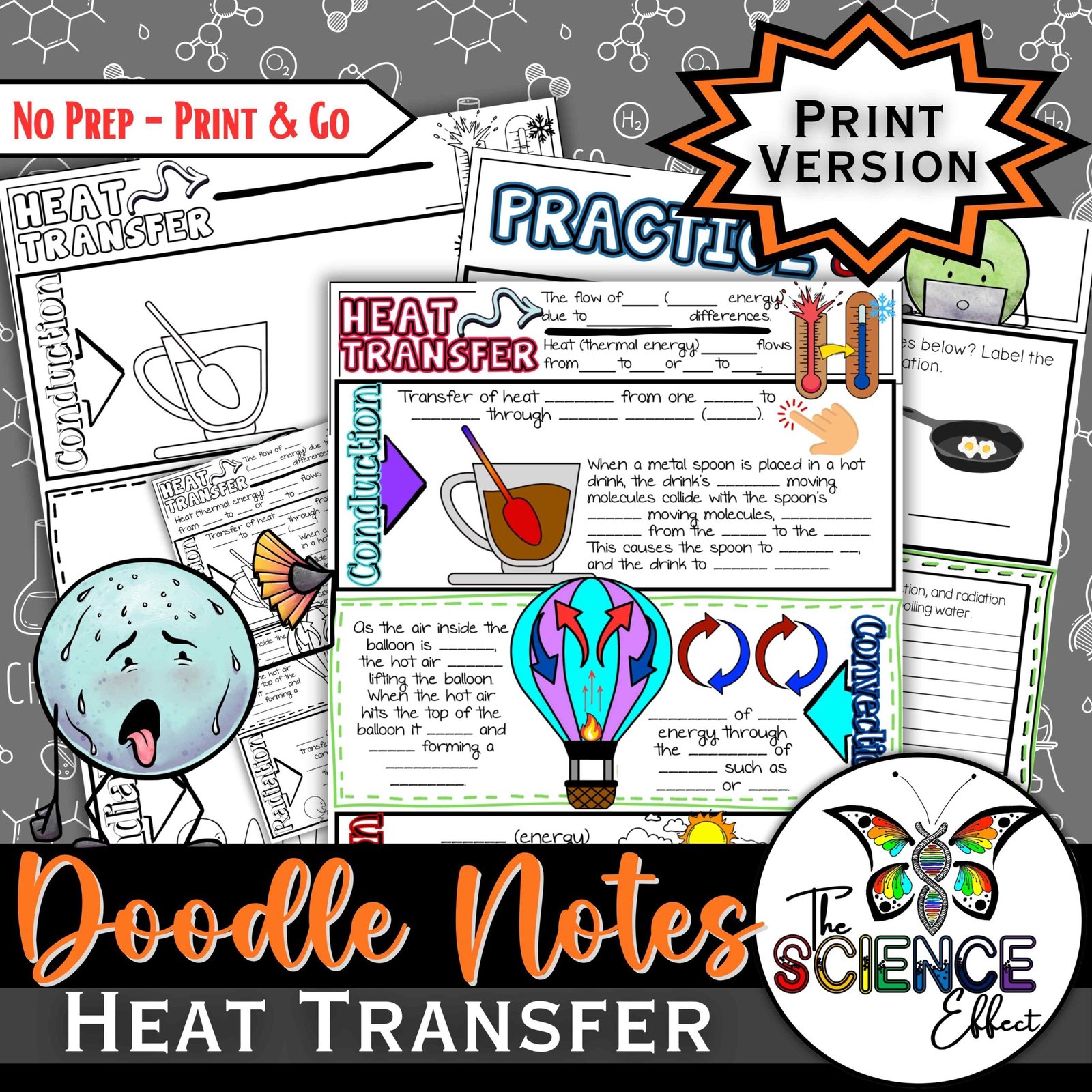 Heat Transfer Thermal Energy Doodle Notes | Science Doodle Notes — Print