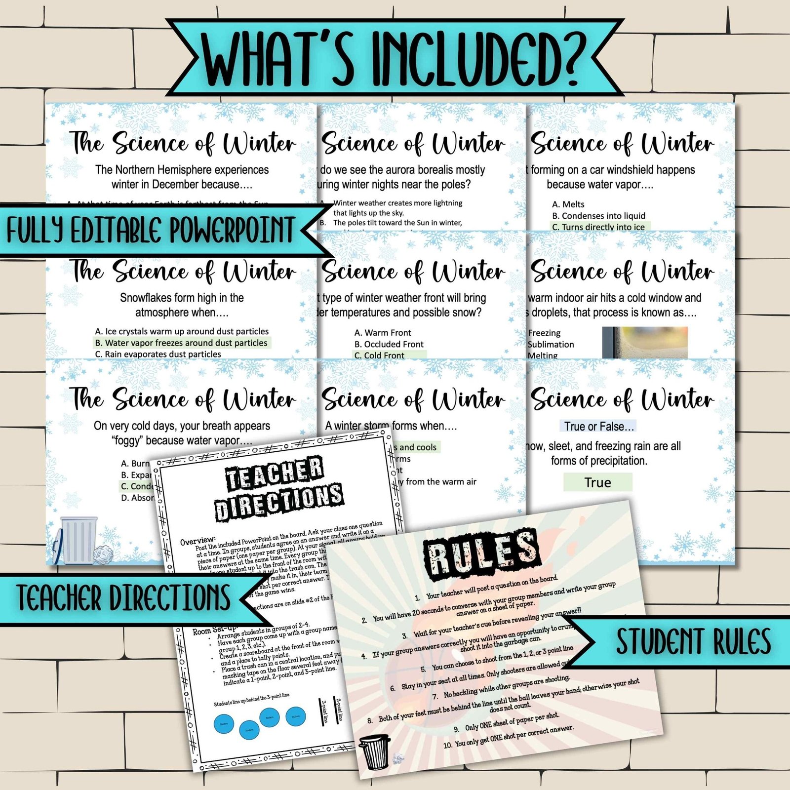 Winter Science Activity | The Science of Winter Trashketball Review Game - Image 2