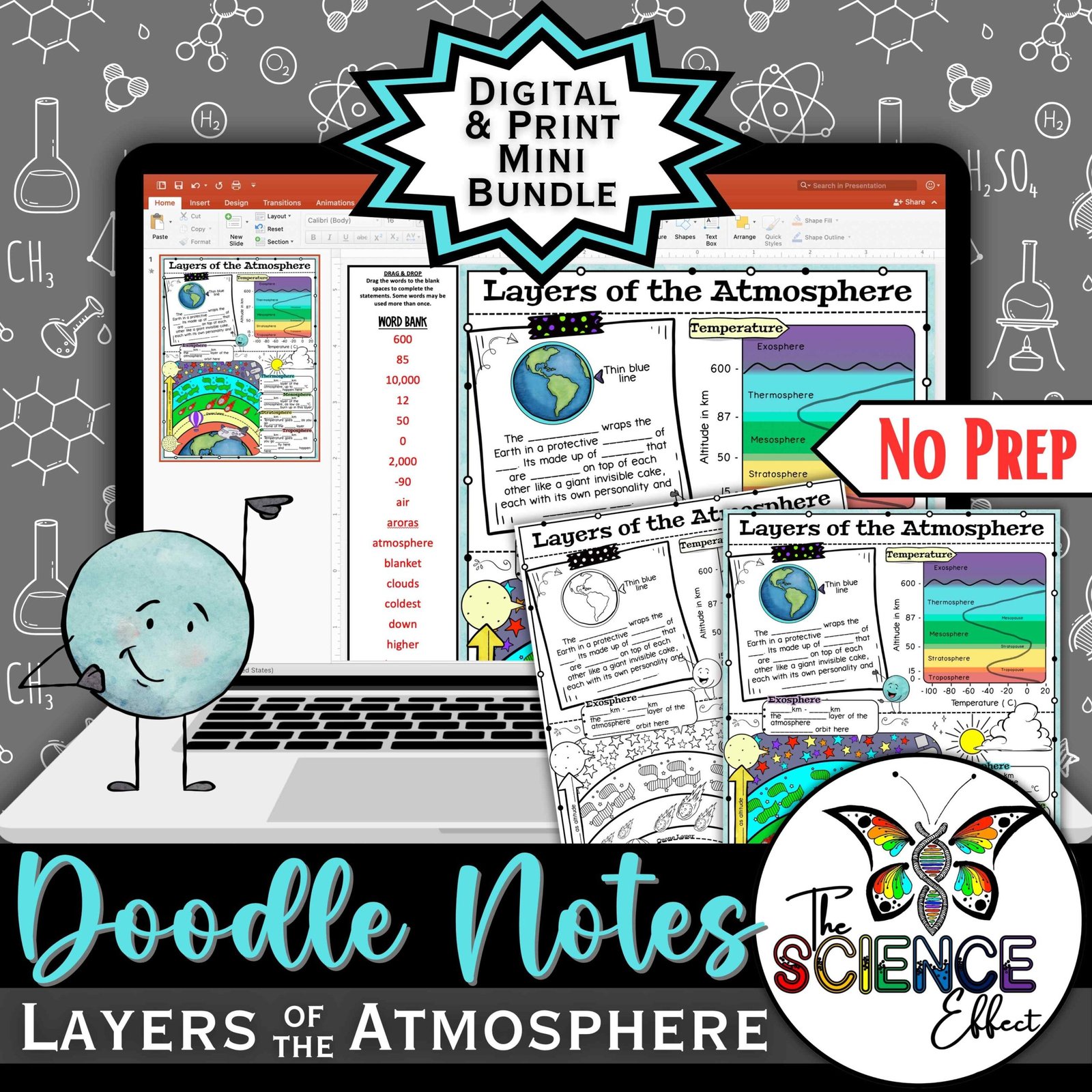 Layers of the Atmosphere | Science Doodle Notes | Digital & Print Bundle