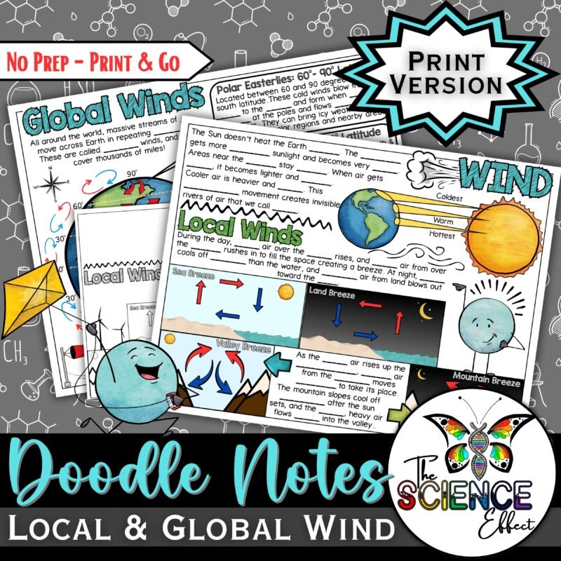 Local and Global Winds Doodle Notes ~ Science Doodle Notes ~ Visual Notes