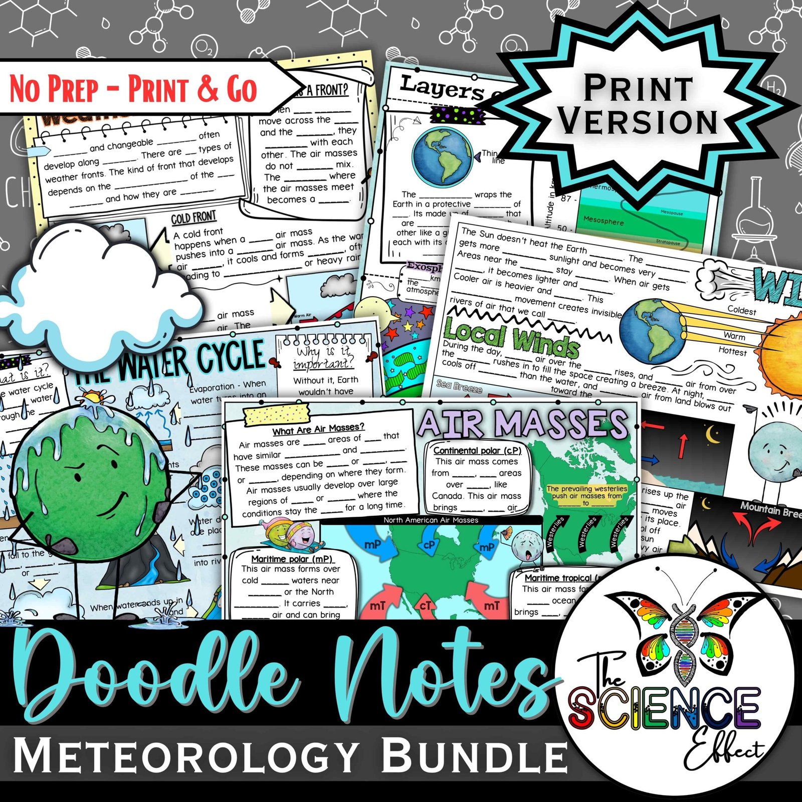 Meteorology Doodle Notes Bundle ~ Science Graphic Organizers ~ Visual Notes — Print