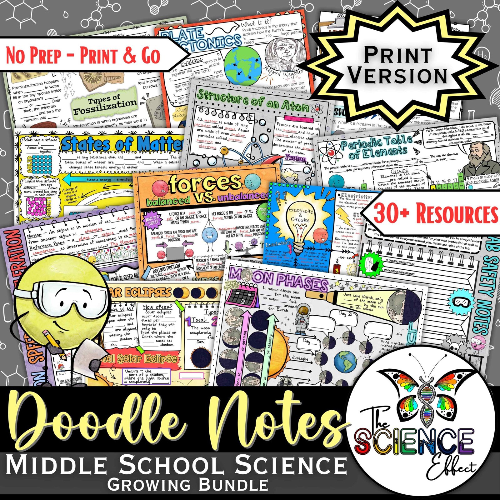 Middle School Science Doodle Notes BUNDLE | Print Version | GROWING BUNDLE!!