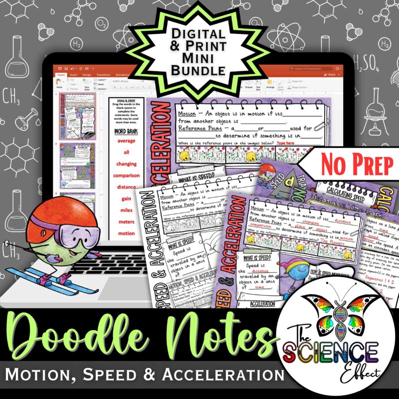 Motion Speed & Acceleration ~ Science Doodle Notes ~ Digital & Print Bundle