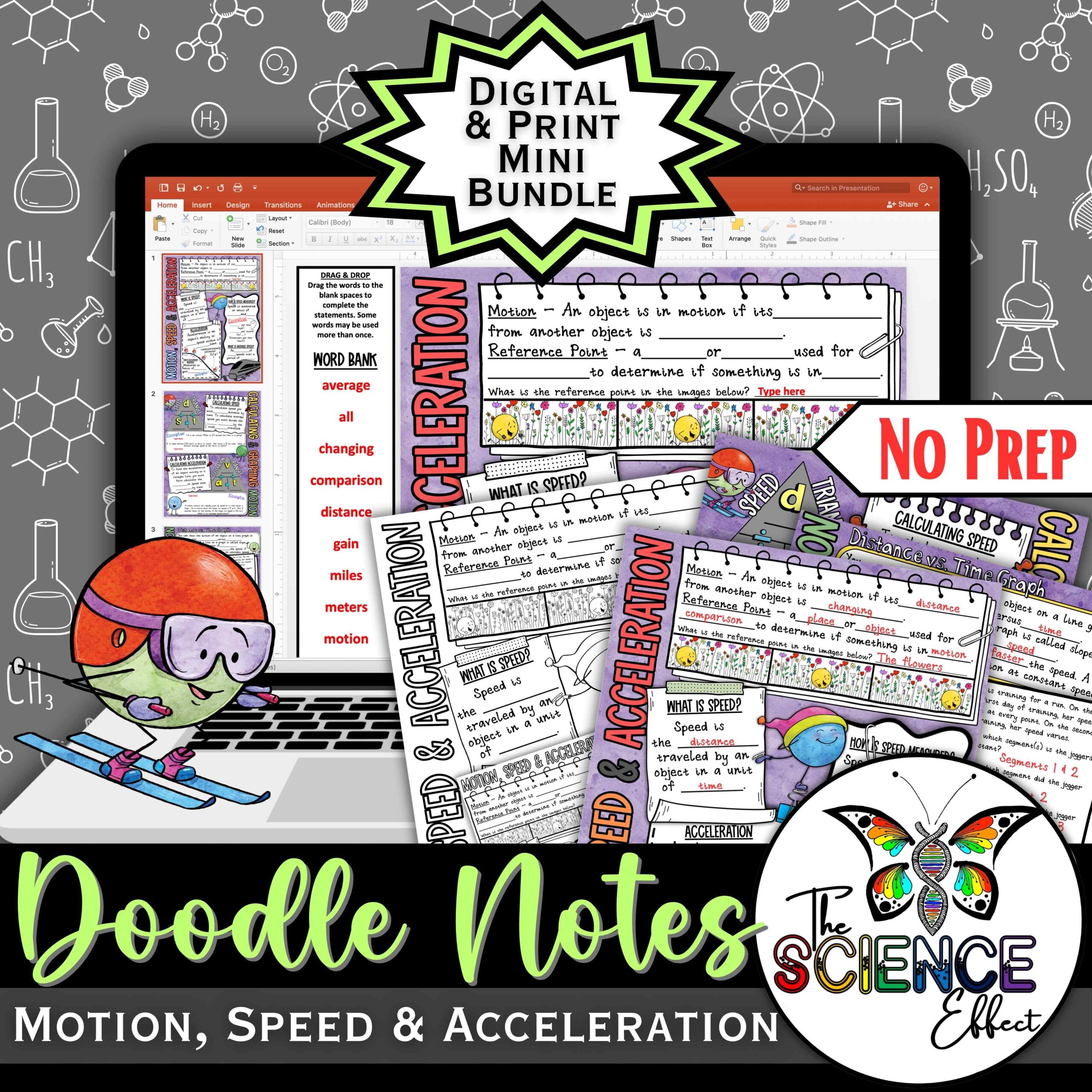 Motion Speed & Acceleration ~ Science Doodle Notes ~ Digital & Print Bundle