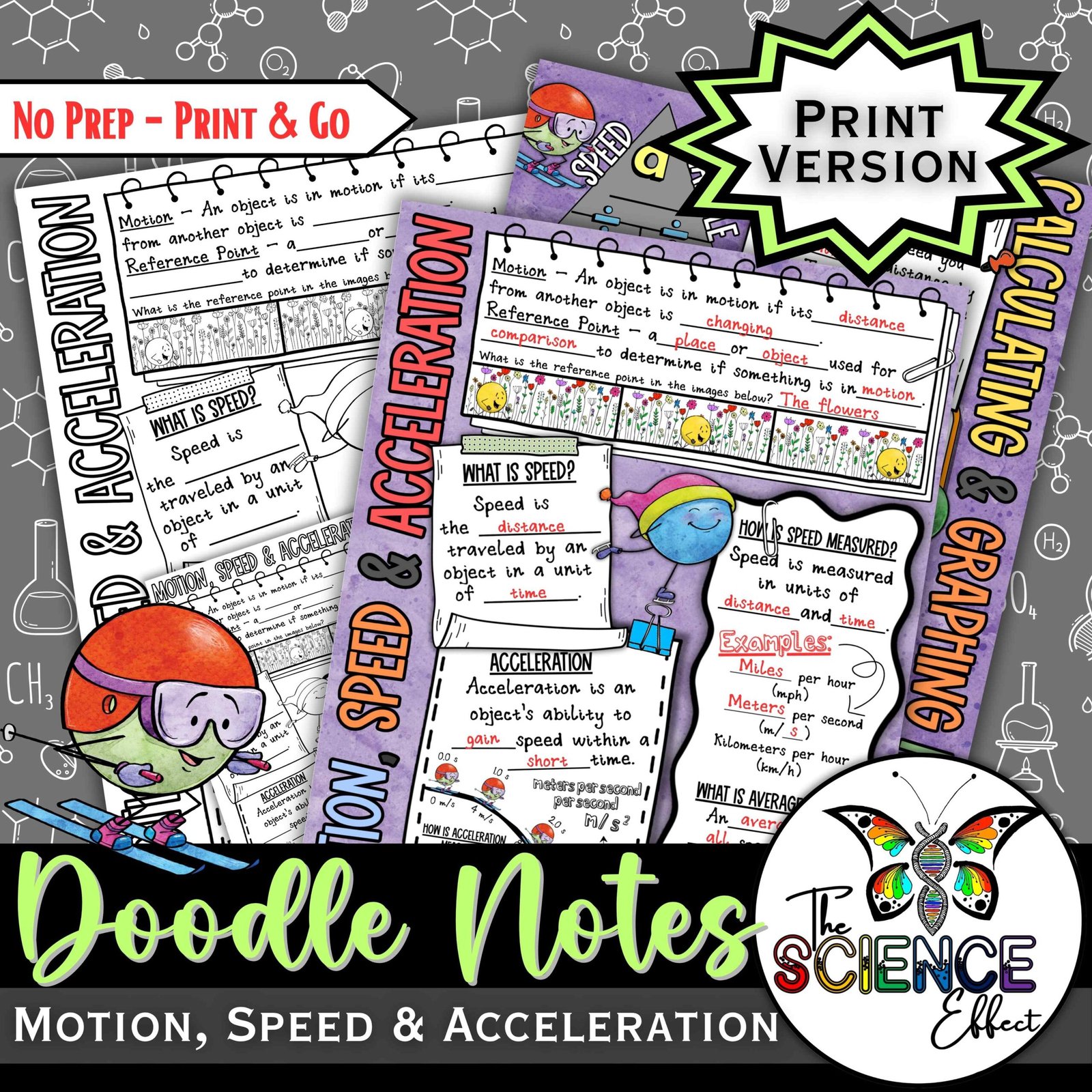 Motion Speed and Acceleration Doodle Notes ~ Science Doodle Notes ~ Visual Notes