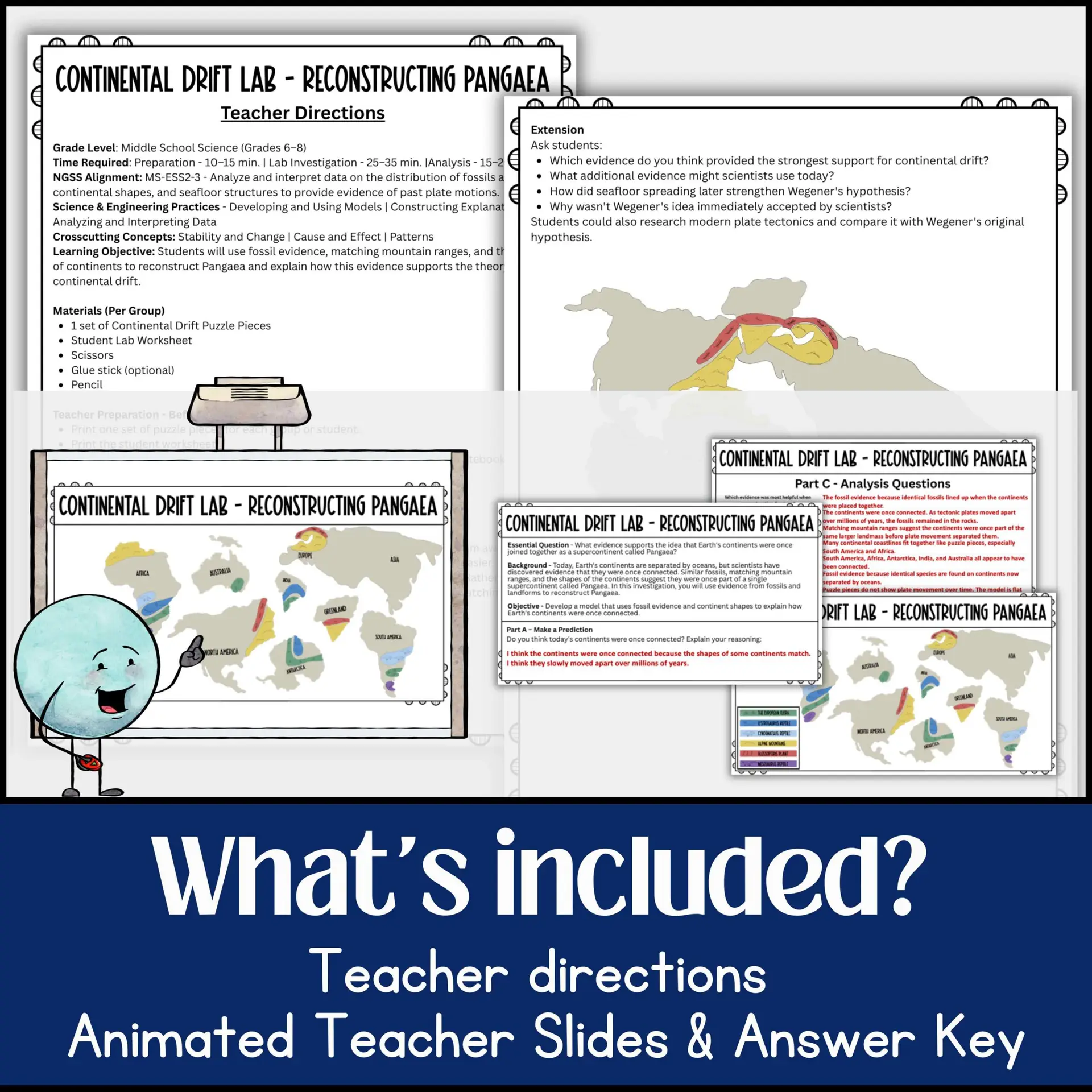 Continental Drift Lab Activity | Reconstructing Pangaea Puzzle | MS Science 6-8 - Image 3