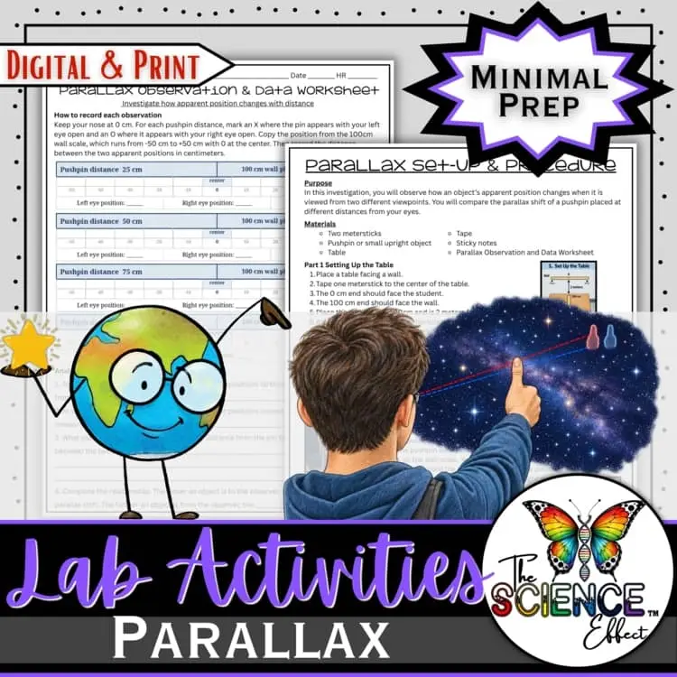 Parallax Lab Activity | Stellar Distance Astronomy Investigation | Grades 6-8 cover