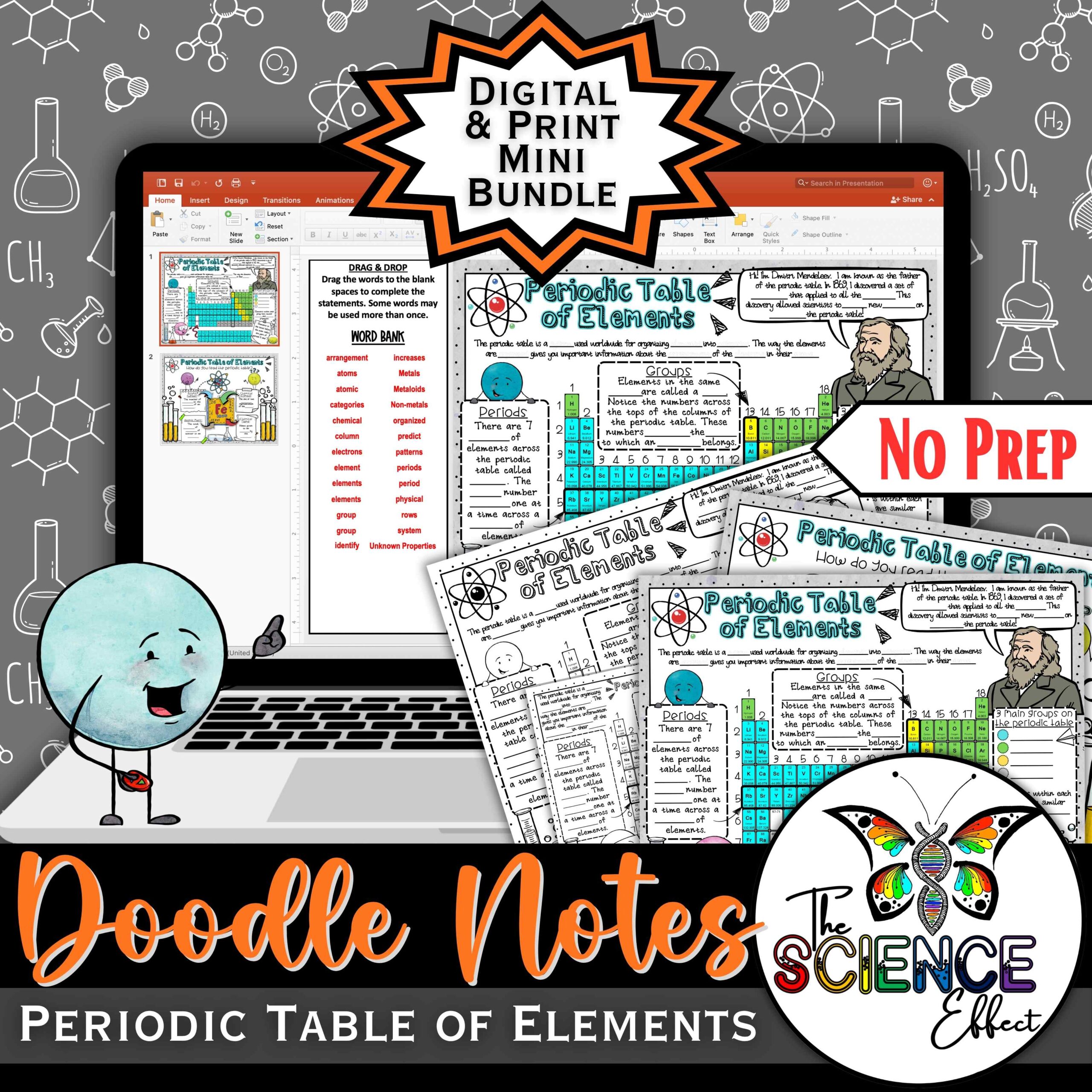 Periodic Table of Elements ~ Science Doodle Notes ~ Digital & Print Bundle