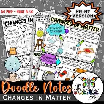Physical & Chemical Changes in Matter Doodle Notes | Science Doodle Notes print-only cover
