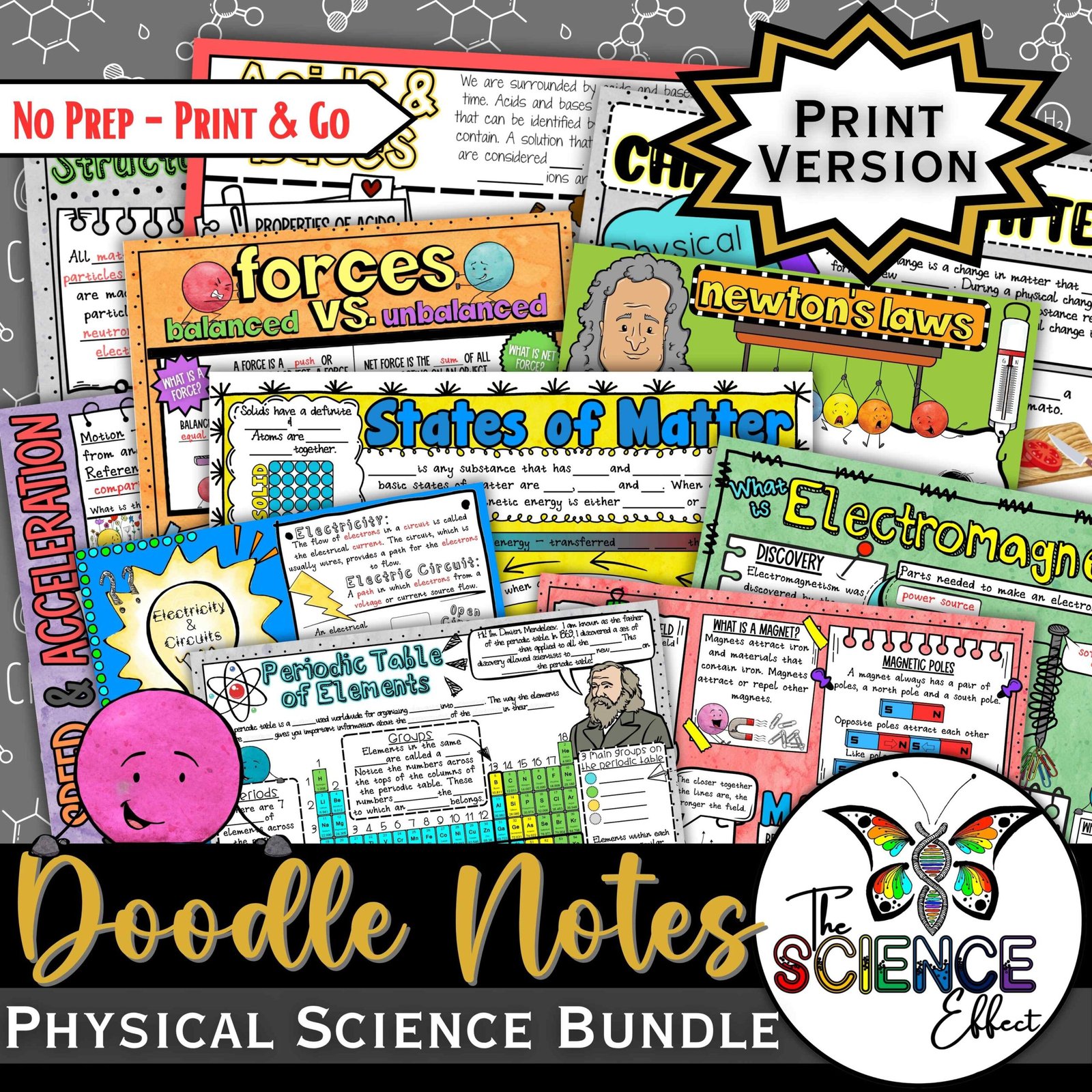 Physical Science Bundle ~ Science Doodle Notes ~ Graphic Organizer Notes — Print