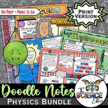 Physics Doodle Notes BUNDLE | Science Doodle Notes | Visual Notes print-only cover