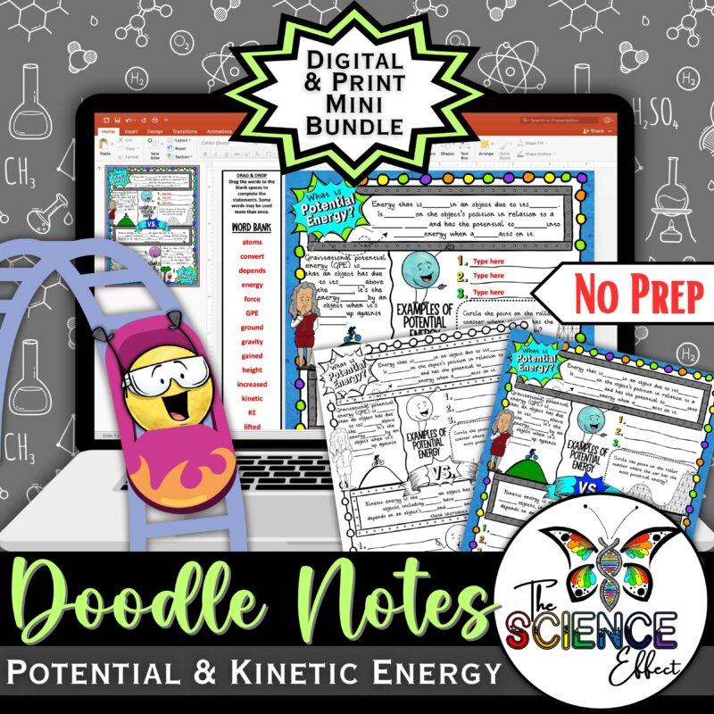 Potential & Kinetic Energy ~ Science Doodle Notes ~ Digital & Print Bundle