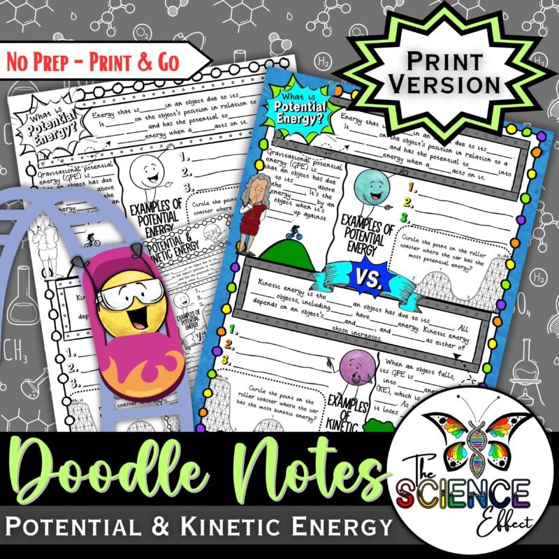 Potential and Kinetic Energy Doodle Notes | Science Doodle Notes | Visual Notes