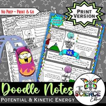 Potential & Kinetic Energy Doodle Notes | Science Doodle Notes | Visual Notes print-only cover