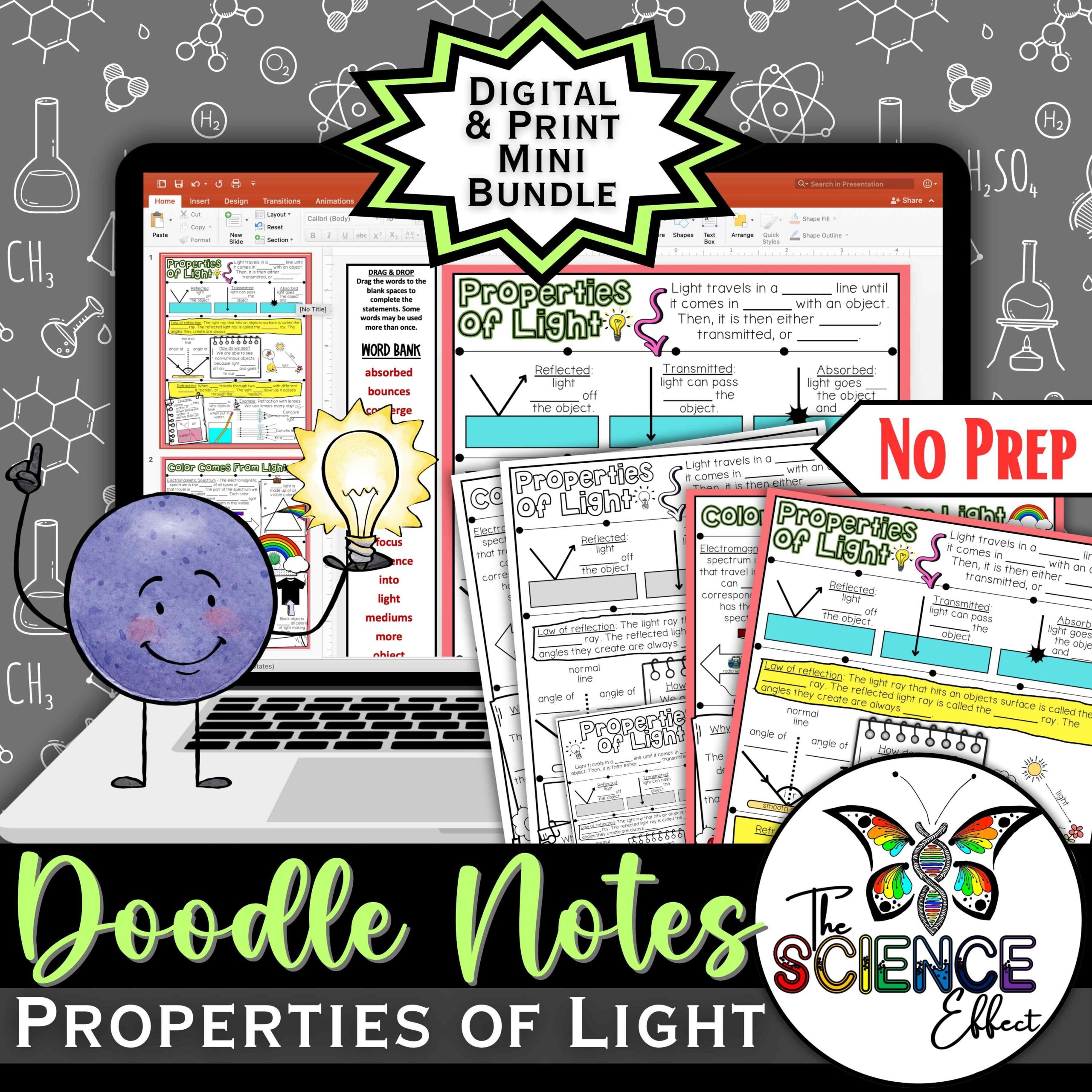 Properties of Light ~ Science Doodle Notes ~ Digital & Print Bundle