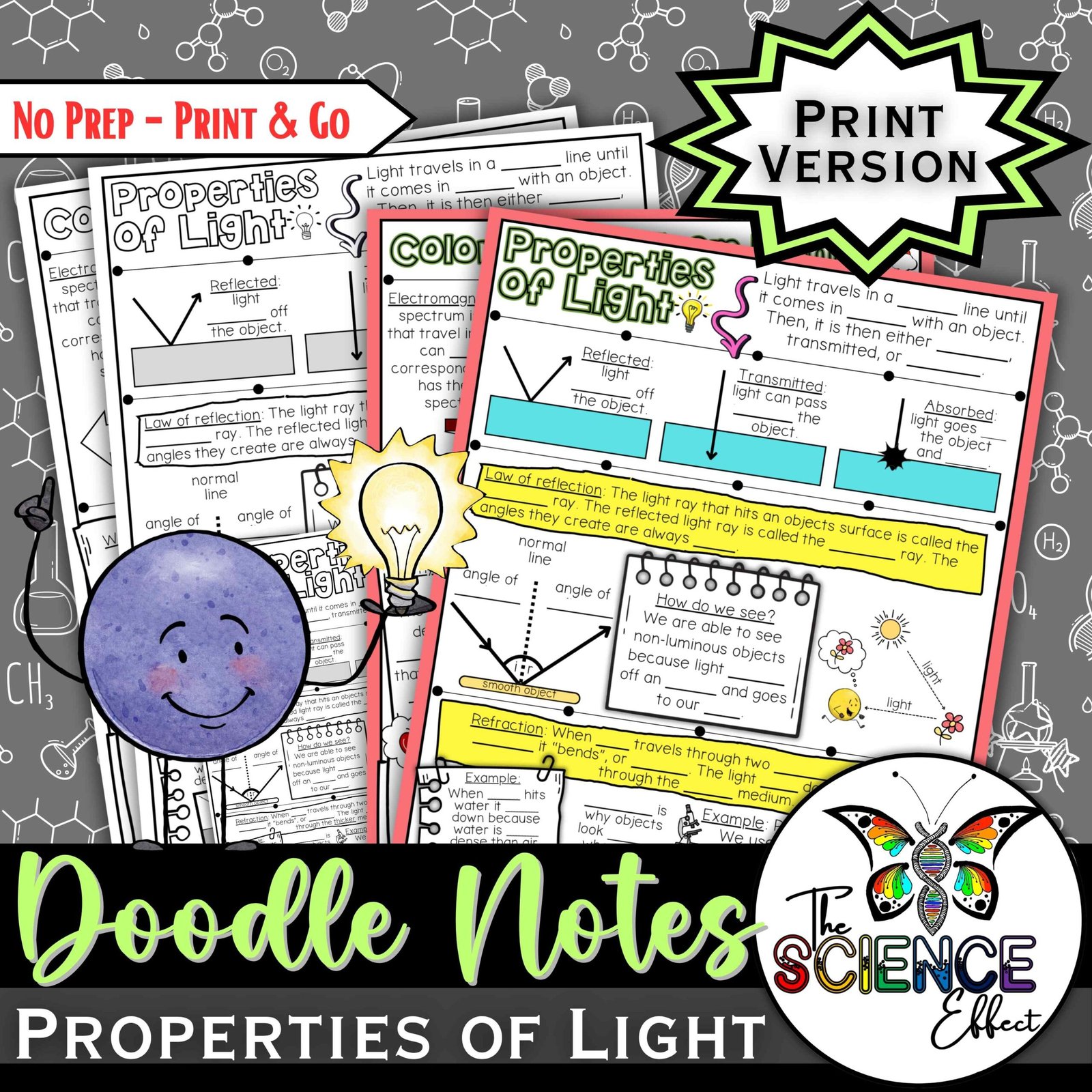Properties of Light ~ Science Doodle Notes ~ Visual Notes — Print