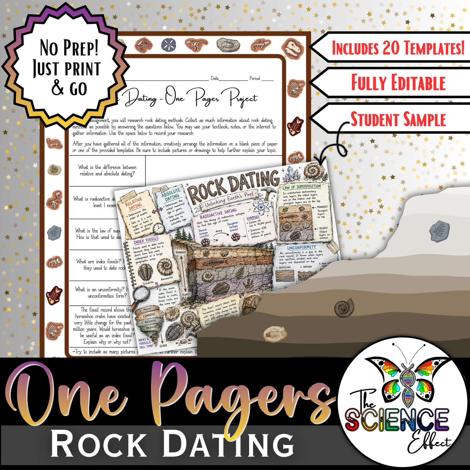 Rock Dating One Pager Project | Absolute & Relative Dating Research Activity
