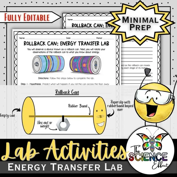 Rollback Can Energy Transfer Lab | Potential & Kinetic Energy Activity | Gr. 6-8 cover