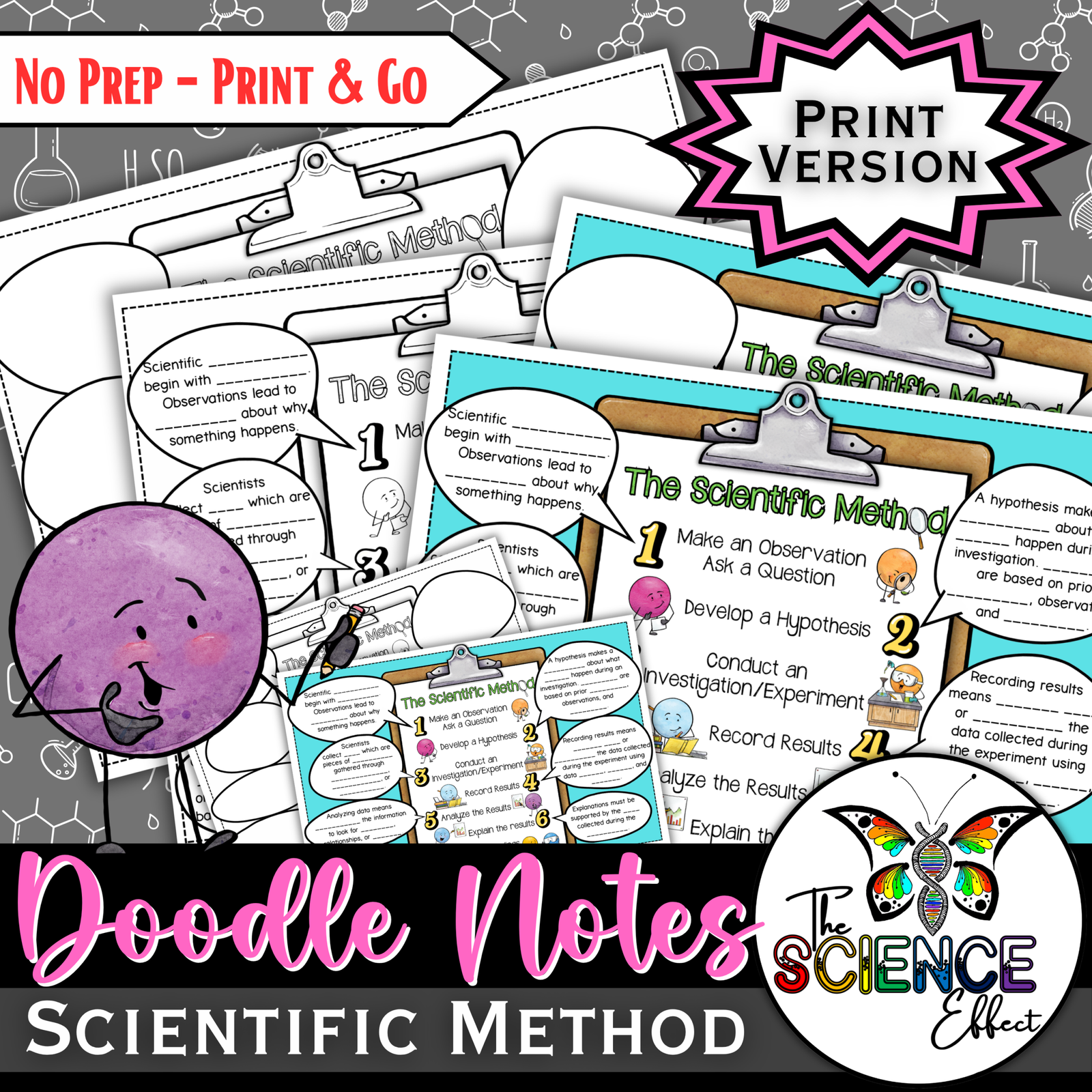 Scientific Method Doodle Notes | Graphic Organizer | Middle School Science 5-8 — Print