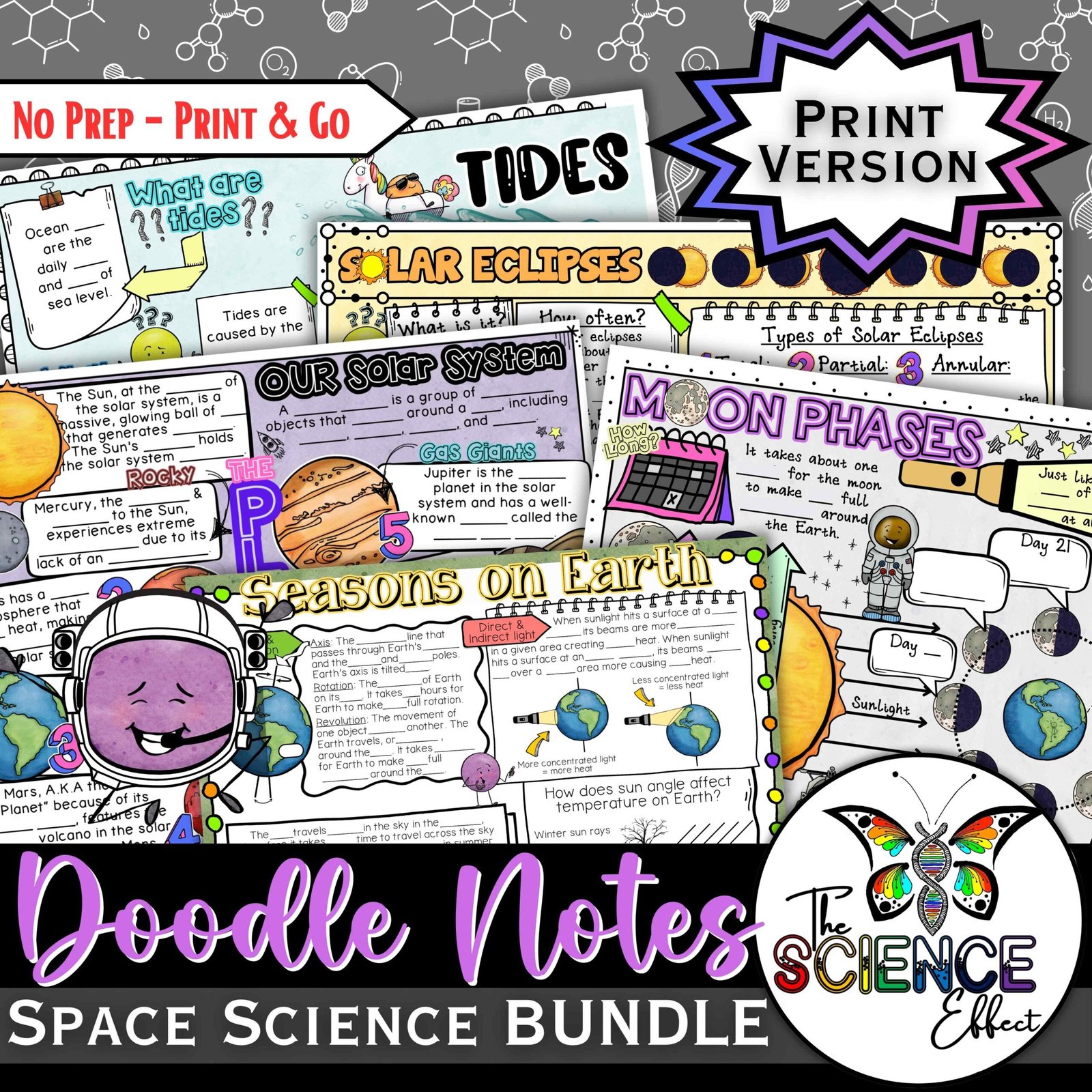 Space Science | Astronomy Doodle Notes BUNDLE | Science Doodle Notes — Print