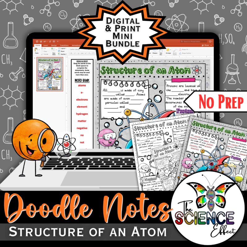 Structure of an Atom ~ Science Doodle Notes ~ Digital & Print Bundle