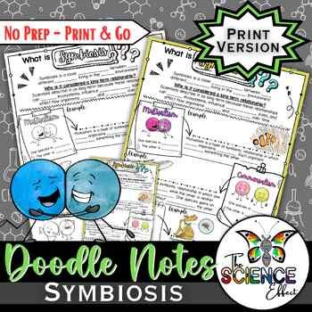 Symbiosis Doodle Notes | Symbiotic Relationships | Science Graphic Organizer print-only cover